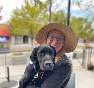 Leah Bothwell holding her pet dog